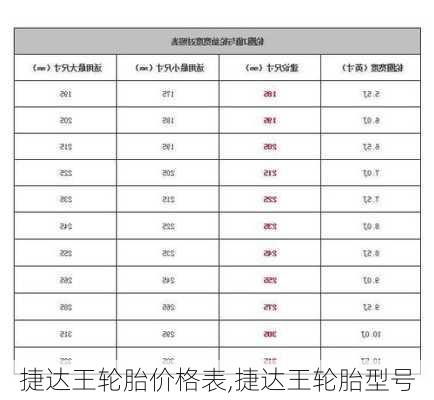 捷达王轮胎价格表,捷达王轮胎型号