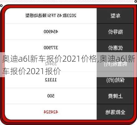 奥迪a6l新车报价2021价格,奥迪a6l新车报价2021报价