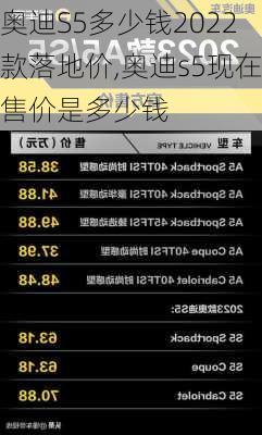 奥迪S5多少钱2022款落地价,奥迪s5现在售价是多少钱