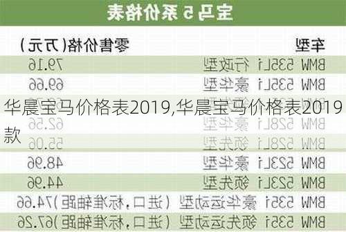 华晨宝马价格表2019,华晨宝马价格表2019款