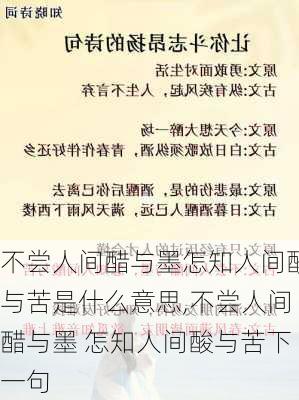 不尝人间醋与墨怎知人间酸与苦是什么意思,不尝人间醋与墨 怎知人间酸与苦下一句