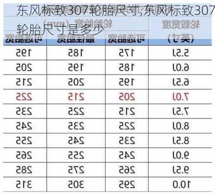 东风标致307轮胎尺寸,东风标致307轮胎尺寸是多少