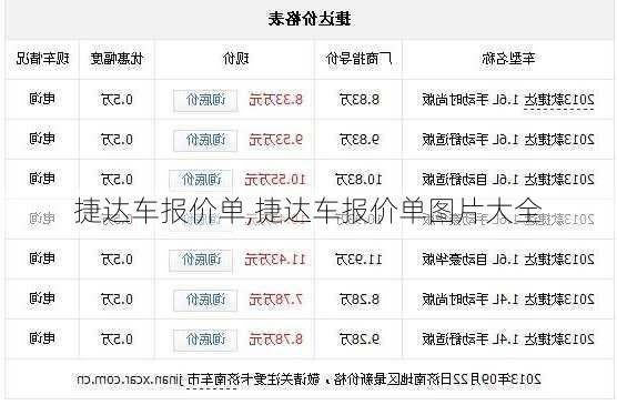 捷达车报价单,捷达车报价单图片大全