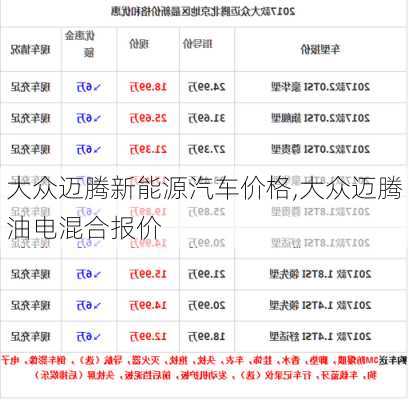 大众迈腾新能源汽车价格,大众迈腾油电混合报价