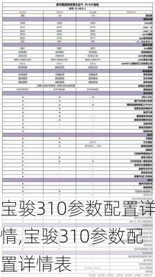 宝骏310参数配置详情,宝骏310参数配置详情表