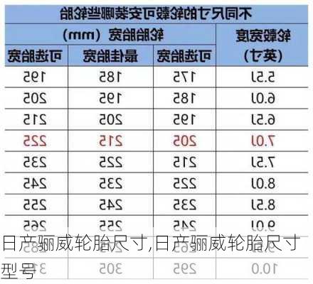 日产骊威轮胎尺寸,日产骊威轮胎尺寸型号