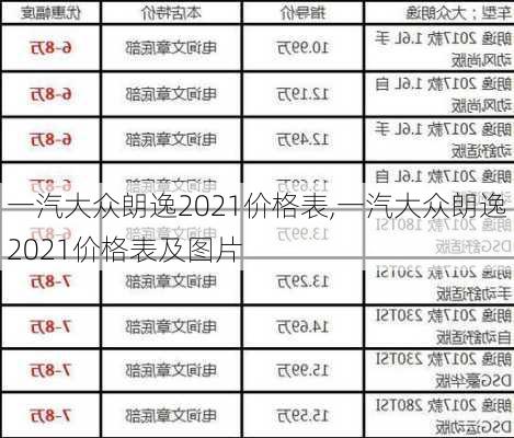 一汽大众朗逸2021价格表,一汽大众朗逸2021价格表及图片