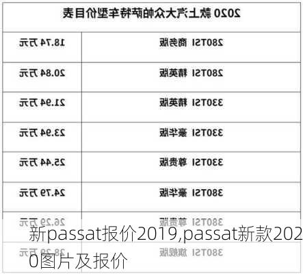 新passat报价2019,passat新款2020图片及报价