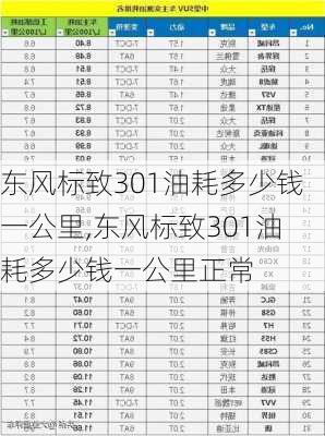 东风标致301油耗多少钱一公里,东风标致301油耗多少钱一公里正常