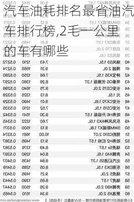 汽车油耗排名最省油汽车排行榜,2毛一公里的车有哪些