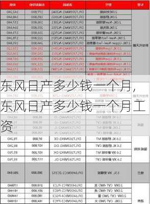 东风日产多少钱一个月,东风日产多少钱一个月工资