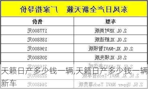 天籁日产多少钱一辆,天籁日产多少钱一辆新车
