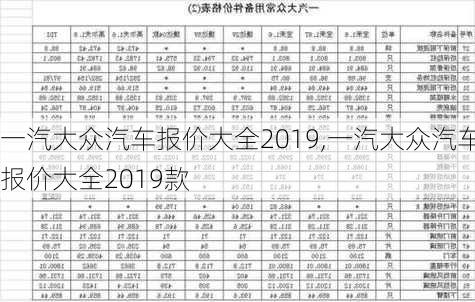 一汽大众汽车报价大全2019,一汽大众汽车报价大全2019款