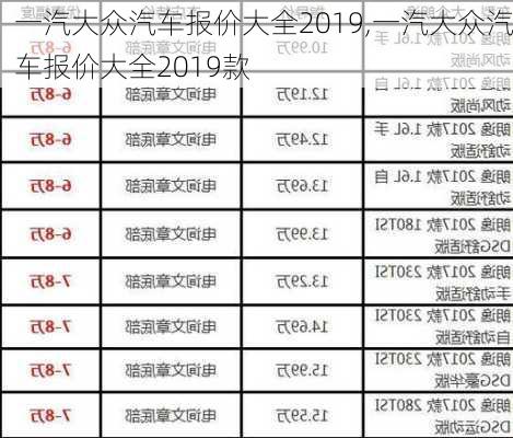 一汽大众汽车报价大全2019,一汽大众汽车报价大全2019款