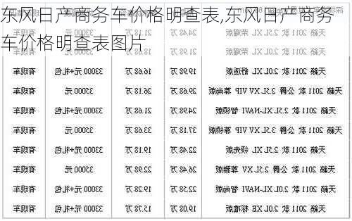 东风日产商务车价格明查表,东风日产商务车价格明查表图片