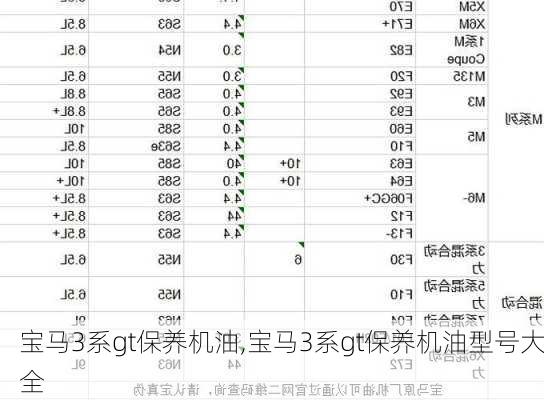 宝马3系gt保养机油,宝马3系gt保养机油型号大全