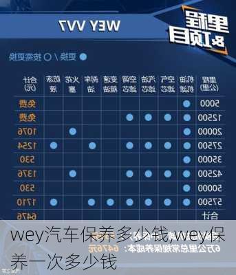 wey汽车保养多少钱,wey保养一次多少钱